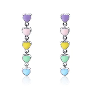 (bild till) Pandora Stil Stiftörhängen Rainbow Hearts - Sce451