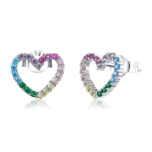 (bild till) Pandora Stil Stiftörhängen Rainbow Hearts - Sce891