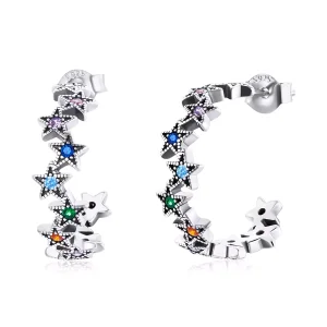 (bild till) Pandora Stil Stiftörhängen Rainbow Stars - Sce1082