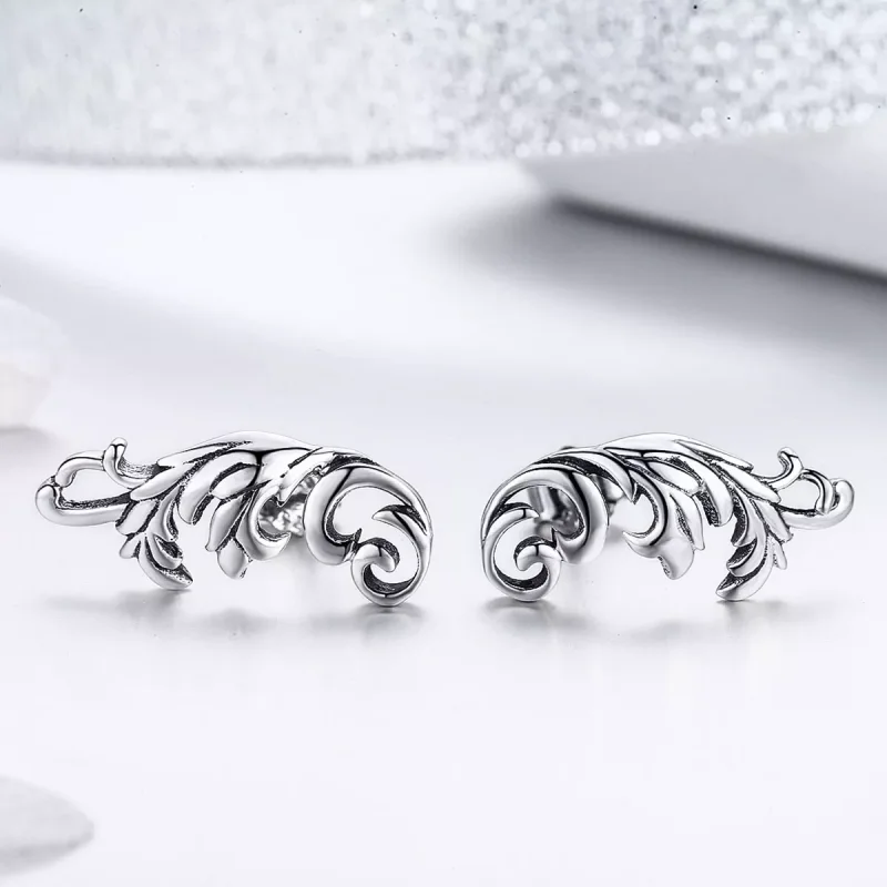 (bild till) Pandora Stil Stiftörhängen Retro Europeisk Blomma - Sce580 - View 3