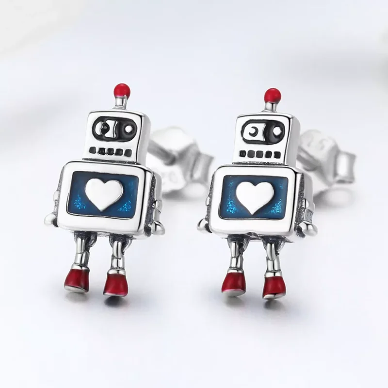 (bild till) Pandora Stil Stiftörhängen Robot - Sce477 - View 2