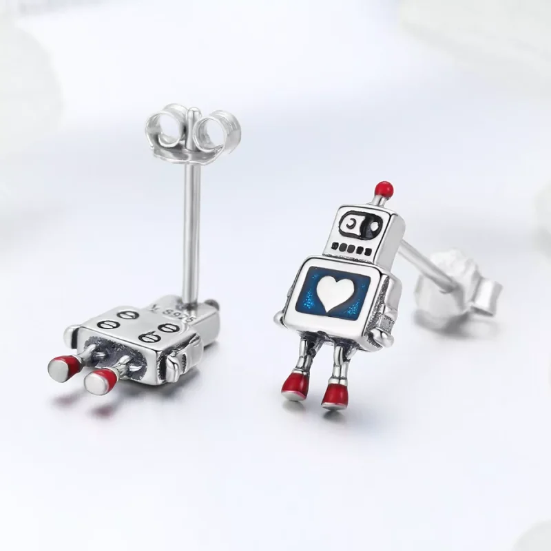 (bild till) Pandora Stil Stiftörhängen Robot - Sce477 - View 3