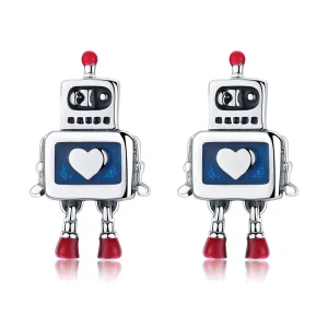 (bild till) Pandora Stil Stiftörhängen Robot - Sce477