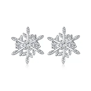 (bild till) Pandora Stil Stiftörhängen Romantiska Snöflingor - Bse424
