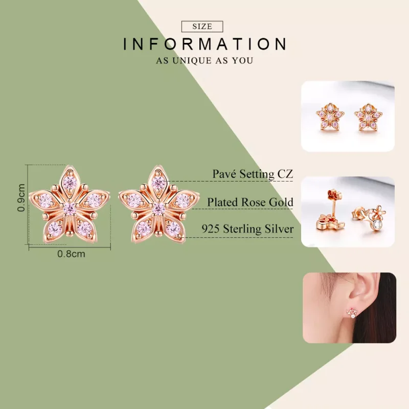 (bild till) Pandora Stil Stiftörhängen Rosa Tusensköna 14 Karat Roséguld - Bse034 - View 7