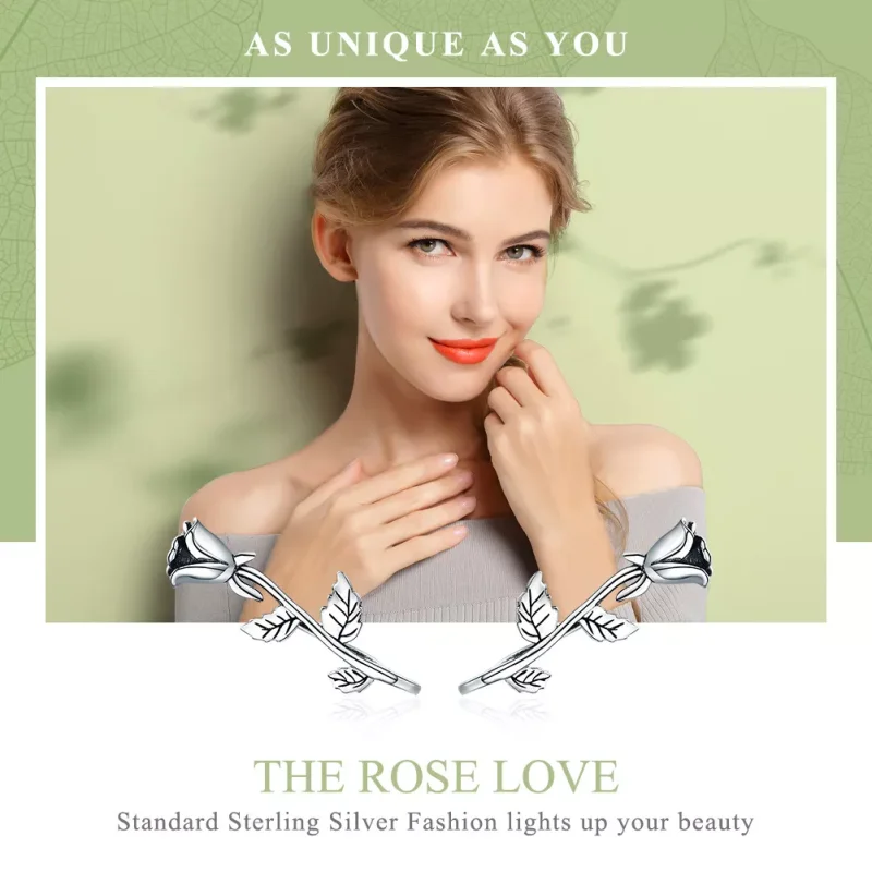 (bild till) Pandora Stil Stiftörhängen Rose Love - Sce380 - View 2