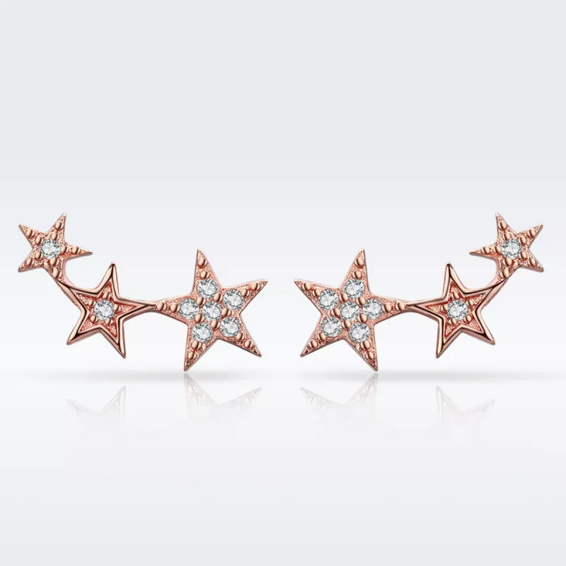 (bild till) Pandora Stil Stiftörhängen Secrets Of Stars 14 Karat Roséguld - Sce291 - View 3