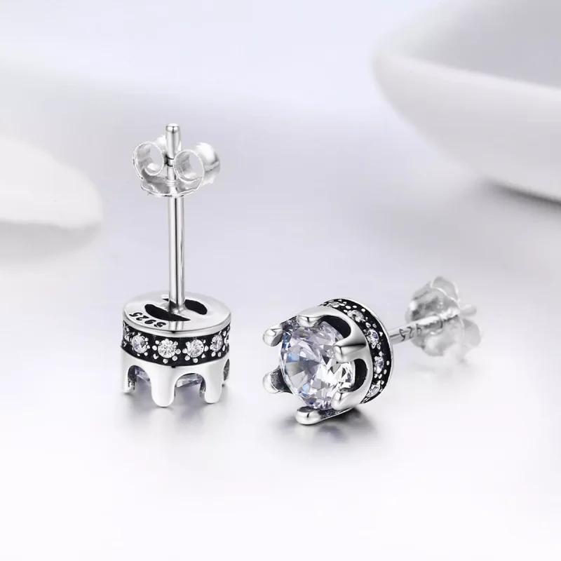(bild till) Pandora Stil Stiftörhängen Sparkly Crown - Sce311 - View 5