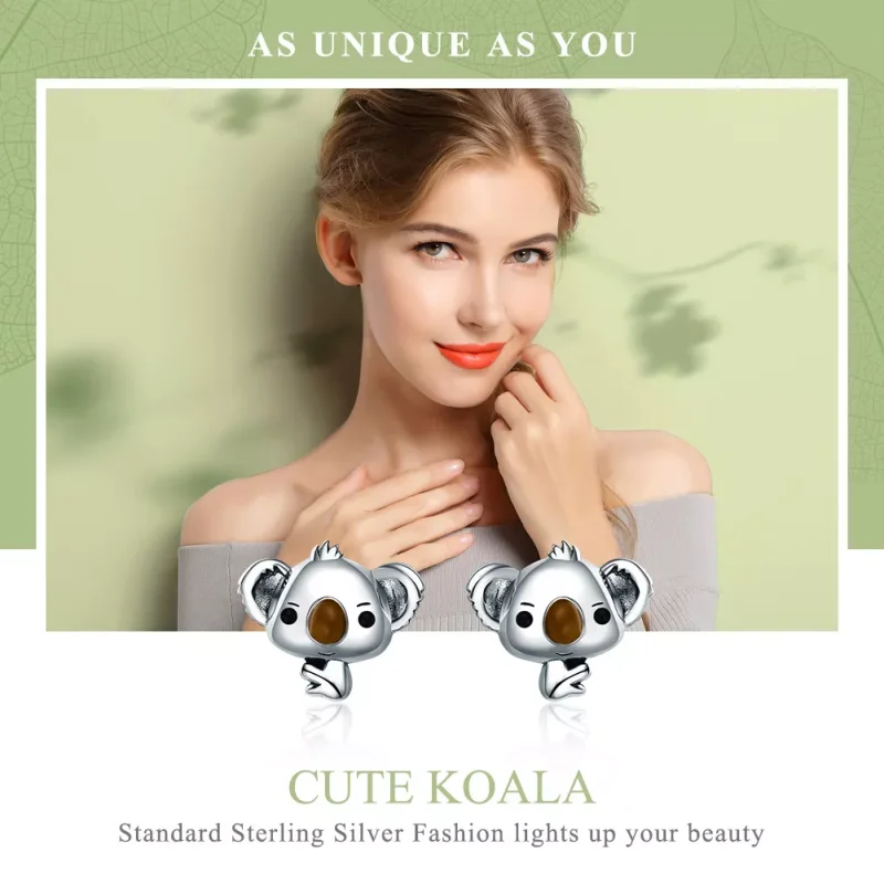 (bild till) Pandora Stil Stiftörhängen Söt Koala - Sce381 - View 2