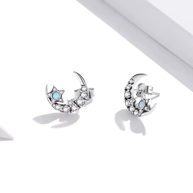 (bild till) Pandora Stil Stiftörhängen Star And Moon - Sce1157 - View 3
