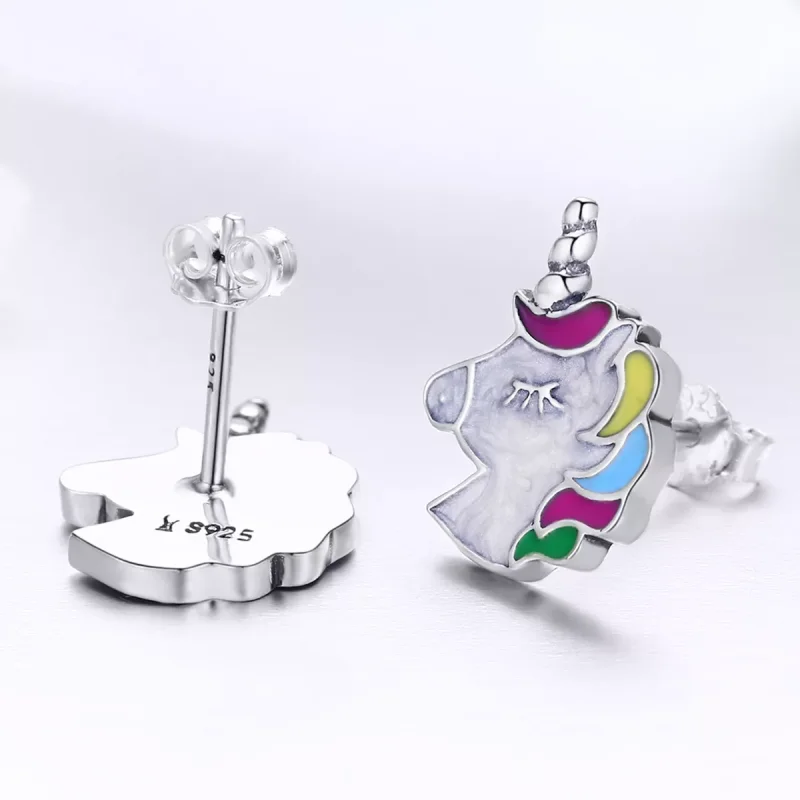 (bild till) Pandora Stil Stiftörhängen Unicorn Minne - Sce393 - View 3