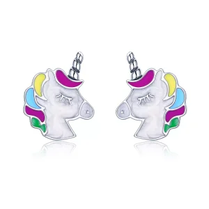 (bild till) Pandora Stil Stiftörhängen Unicorn Minne - Sce393
