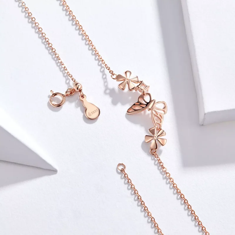 (bild till) Pandora Stil Halsband Dansande Fjäril 14 Karat Roséguld - Bsn053 - View 5