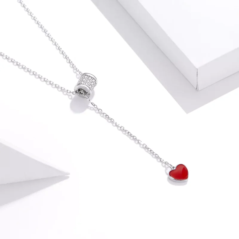 (bild till) Pandora Stil Halsband Älskar Rött Hjärta - Scn424 - View 2