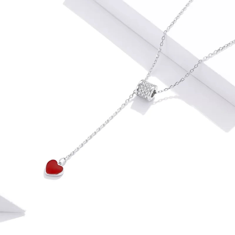 (bild till) Pandora Stil Halsband Älskar Rött Hjärta - Scn424 - View 3