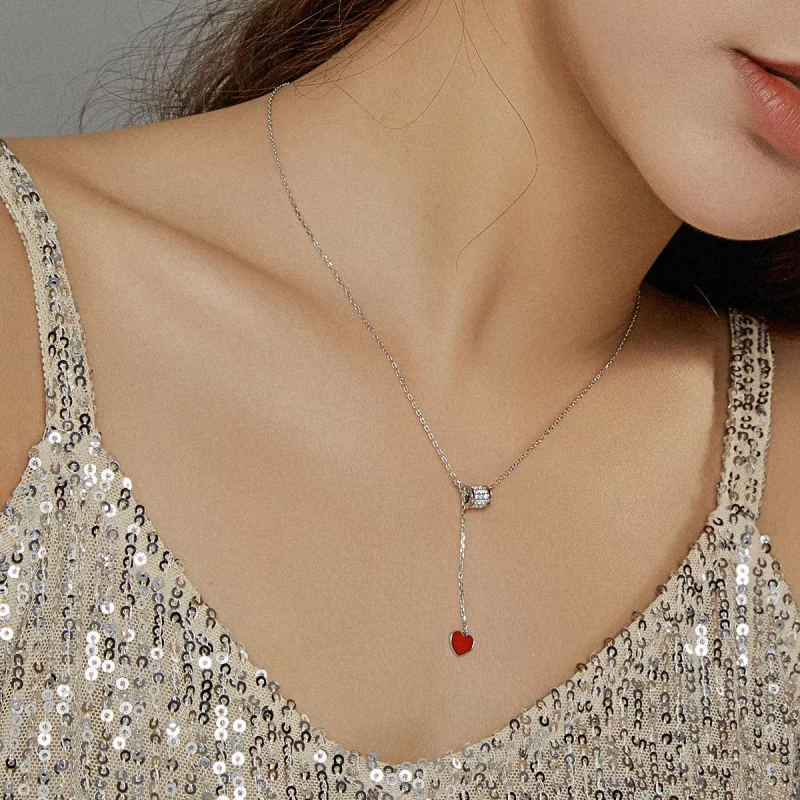 (bild till) Pandora Stil Halsband Älskar Rött Hjärta - Scn424 - View 6