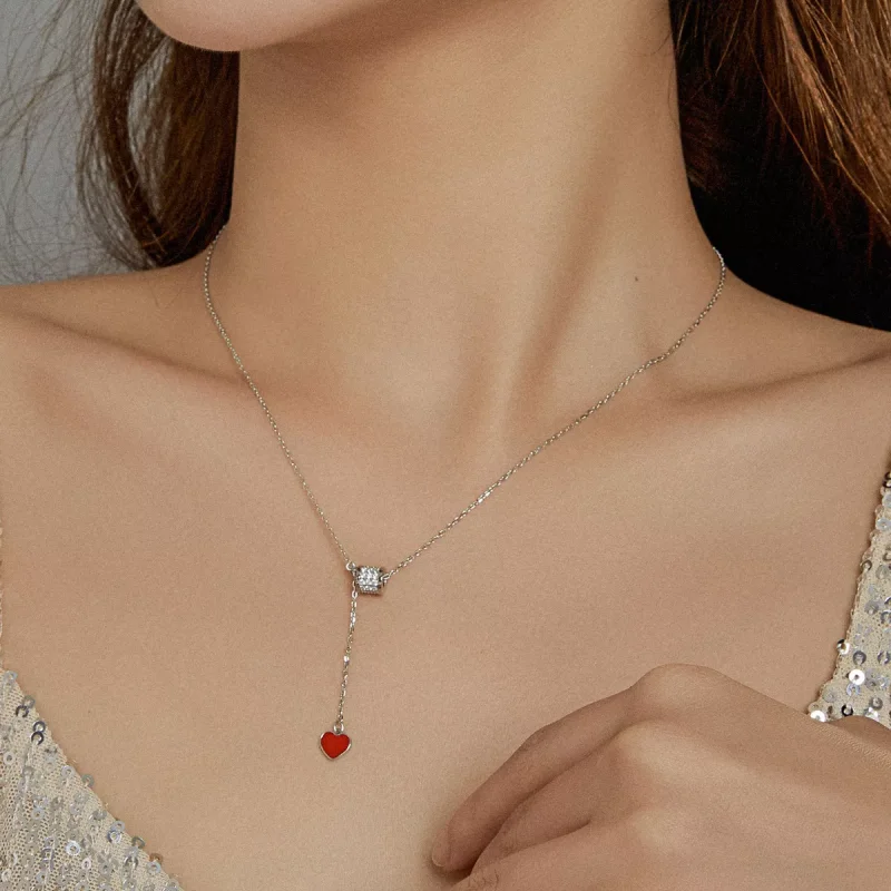 (bild till) Pandora Stil Halsband Älskar Rött Hjärta - Scn424 - View 7