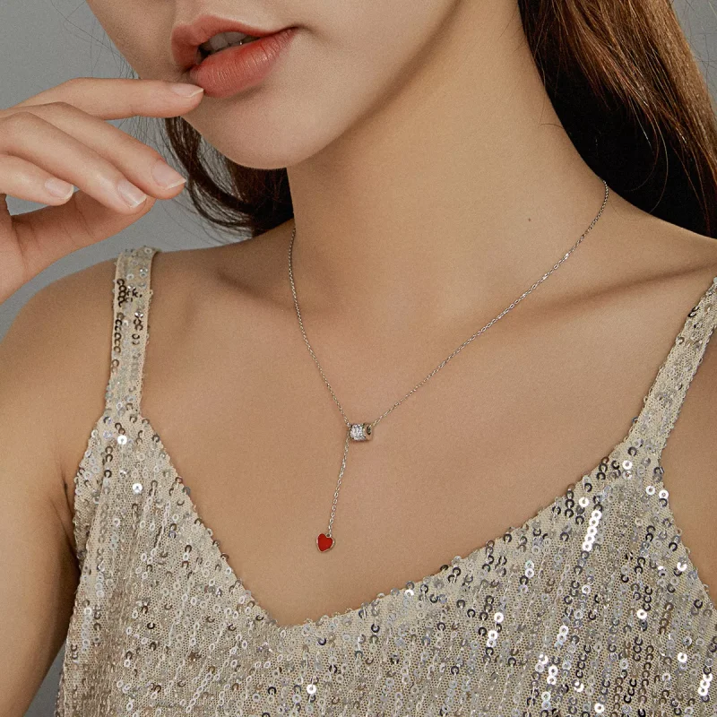 (bild till) Pandora Stil Halsband Älskar Rött Hjärta - Scn424 - View 8