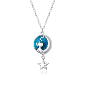 (bild till) Pandora Stil Halsband Moon & Cat - Scn422