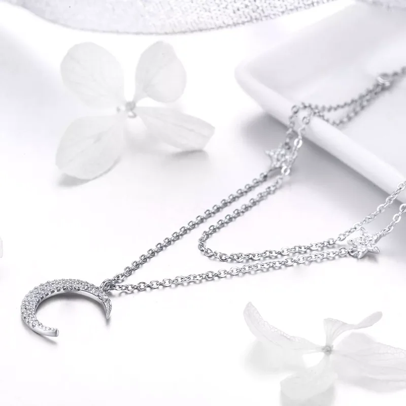 (bild till) Pandora Stil Halsband Moon & Stars - Bsn038 - View 3