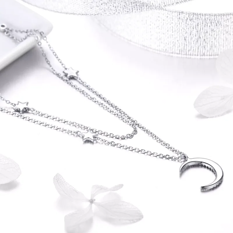 (bild till) Pandora Stil Halsband Moon & Stars - Bsn038 - View 4
