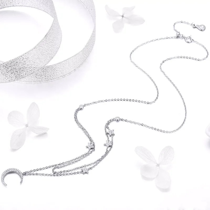(bild till) Pandora Stil Halsband Moon & Stars - Bsn038 - View 5