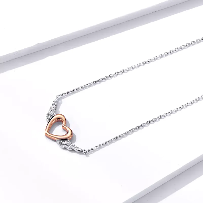(bild till) Pandora Stil Halsband Tvåfärgat Hjärt Wing - Bsn162 - View 2