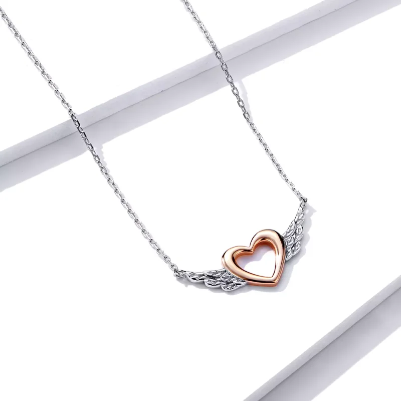 (bild till) Pandora Stil Halsband Tvåfärgat Hjärt Wing - Bsn162 - View 3