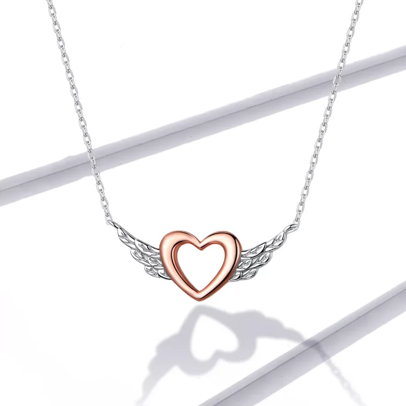 (bild till) Pandora Stil Halsband Tvåfärgat Hjärt Wing - Bsn162 - View 5