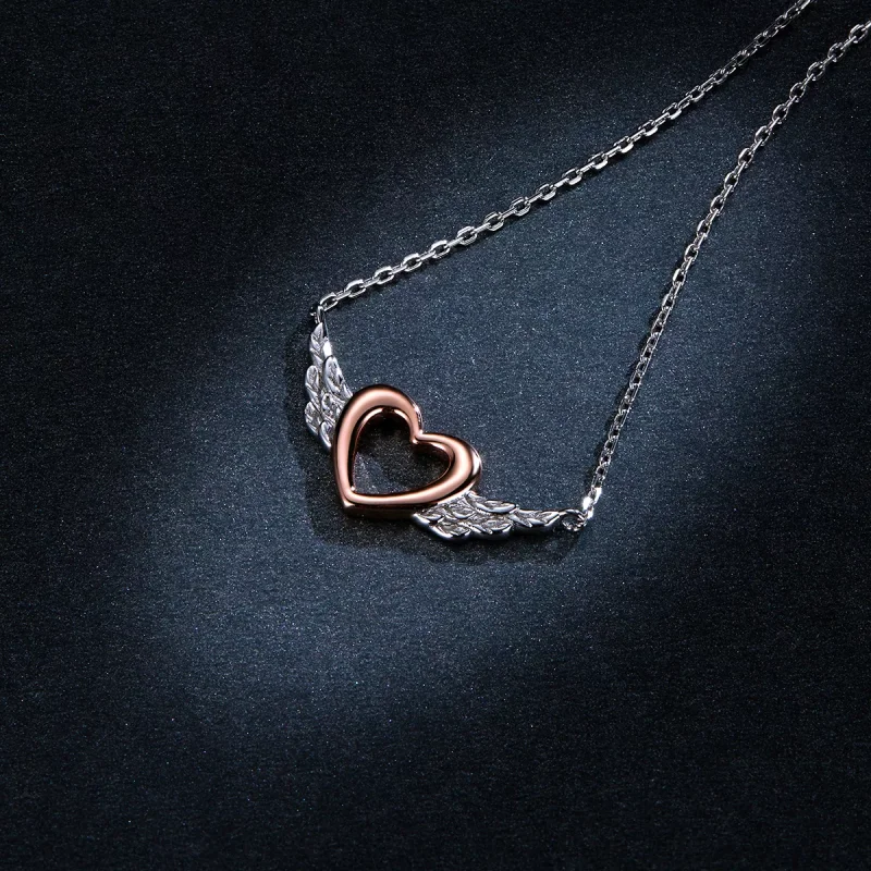 (bild till) Pandora Stil Halsband Tvåfärgat Hjärt Wing - Bsn162 - View 6