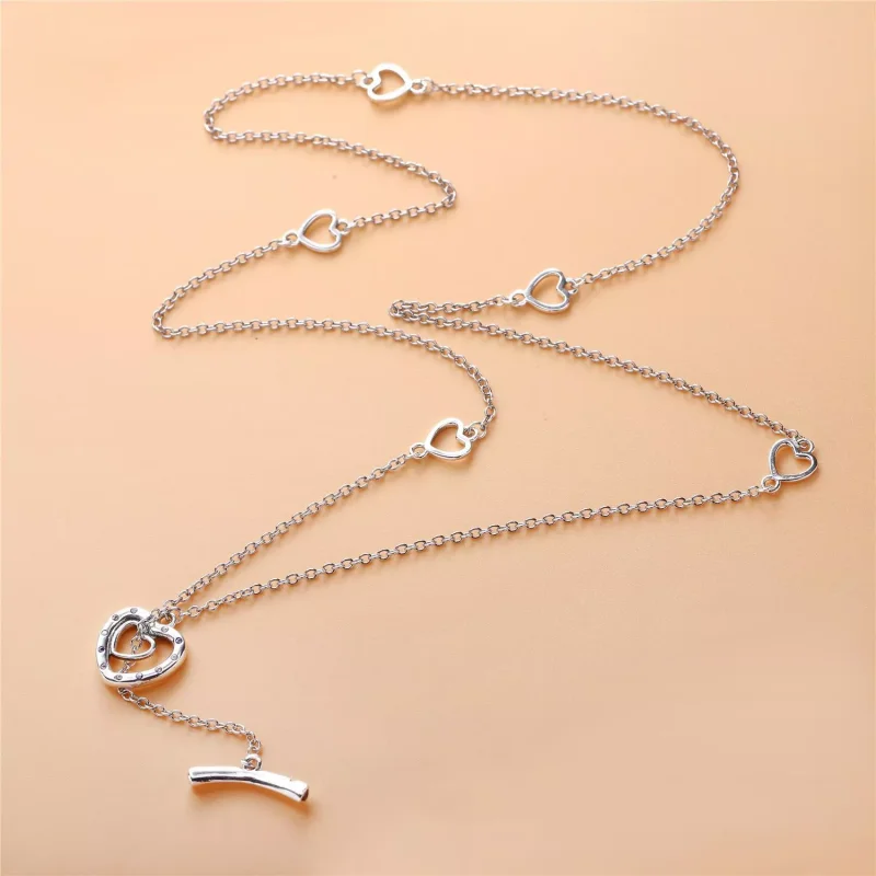 (bild till) Heart Silver Necklace With Royal Purple Crystal, Lilac And Clear Cubic Zirconia - View 2