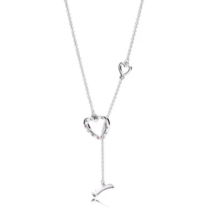 (bild till) Heart Silver Necklace With Royal Purple Crystal, Lilac And Clear Cubic Zirconia