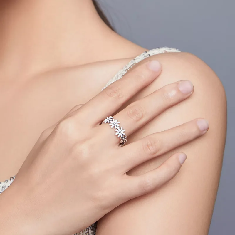 (bild till) Pandora Stil Ring Flower Band - Scr670 - View 5