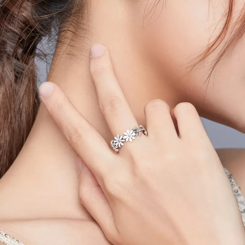 (bild till) Pandora Stil Ring Flower Band - Scr670 - View 6