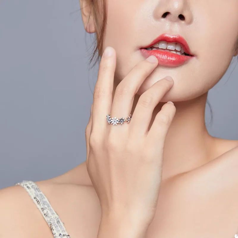 (bild till) Pandora Stil Ring Flower Band - Scr670 - View 7