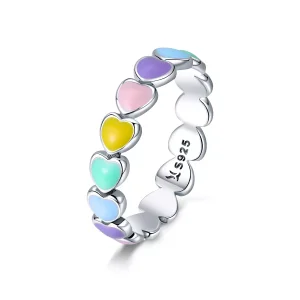 (bild till) Pandora Stil Ring Rainbow Heart - Scr444