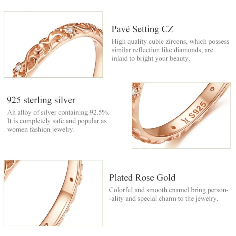 (bild till) Pandora Stil Ring Retro Mönster 14 Karat Roséguld - Scr514 - View 3