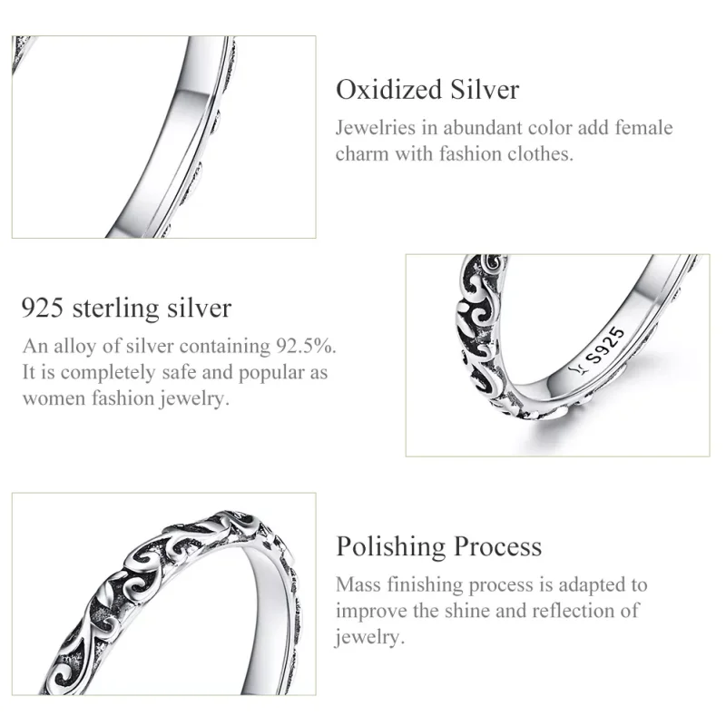 (bild till) Pandora Stil Ring Retro Mönster - Scr513 - View 3