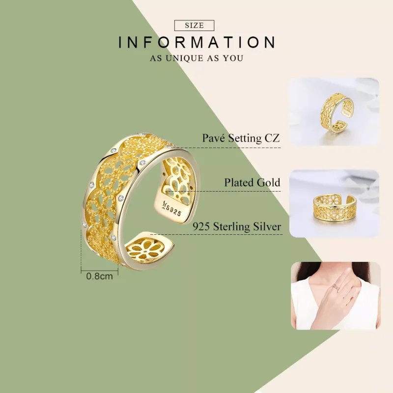 (bild till) Öppen Ring Allure From Lace 14 Karats Guldpläterad - Scr460 - View 2