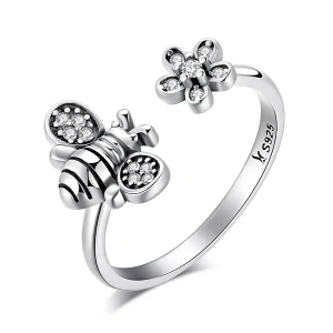 (bild till) Öppen Ring Bi Och Blomma - Scr086