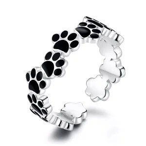 (bild till) Öppen Ring Budding Paw Print - Scr603