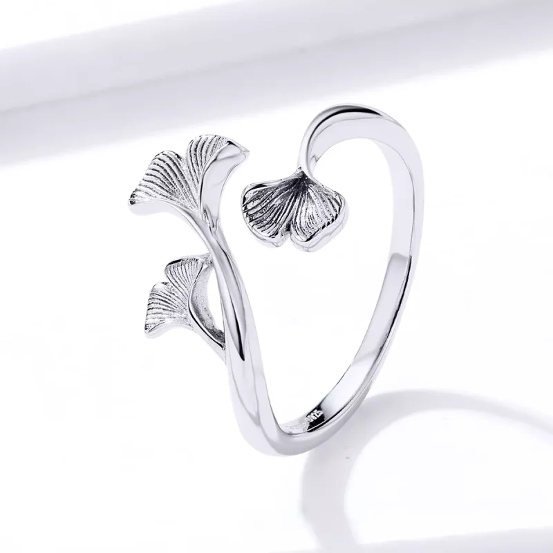 (bild till) Öppen Ring Ginkgo Leaf - Bsr097 - View 2