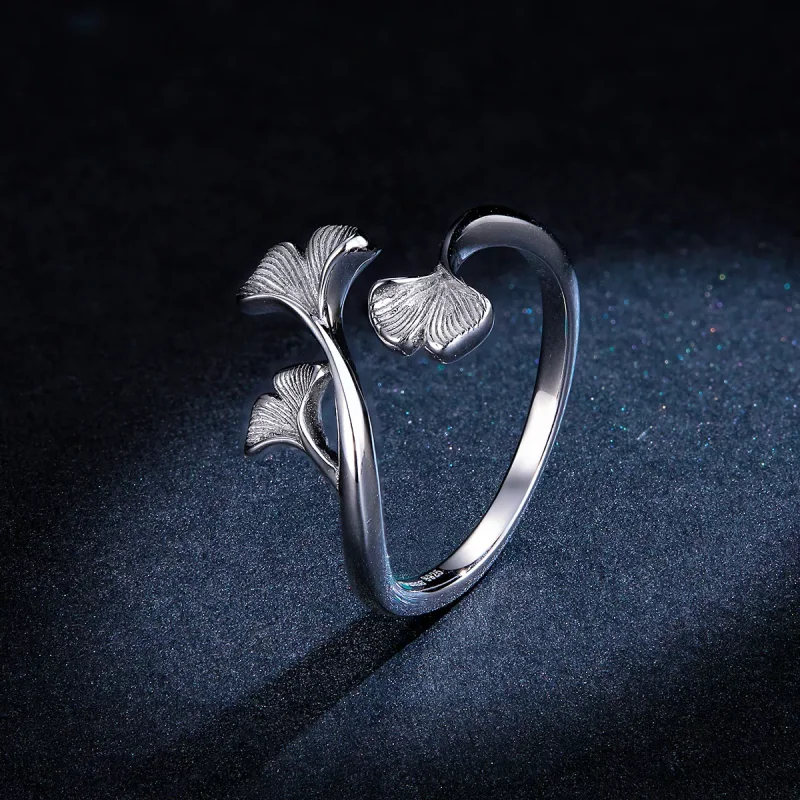 (bild till) Öppen Ring Ginkgo Leaf - Bsr097 - View 8