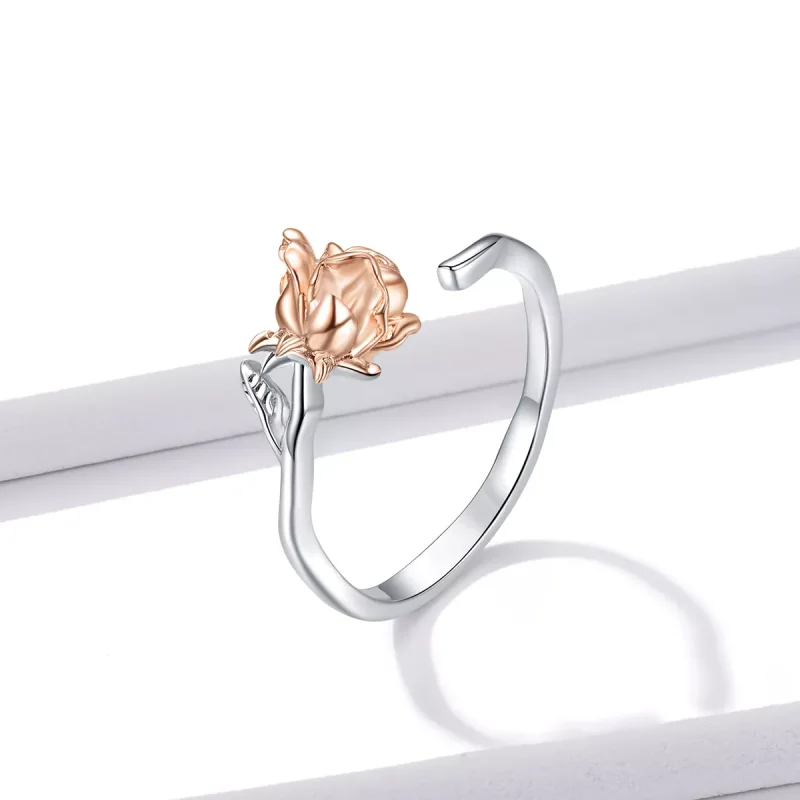 (bild till) Öppen Ring Rose Gold Flower - Bsr134 - View 2