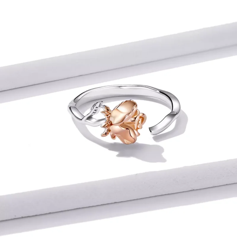 (bild till) Öppen Ring Rose Gold Flower - Bsr134 - View 3