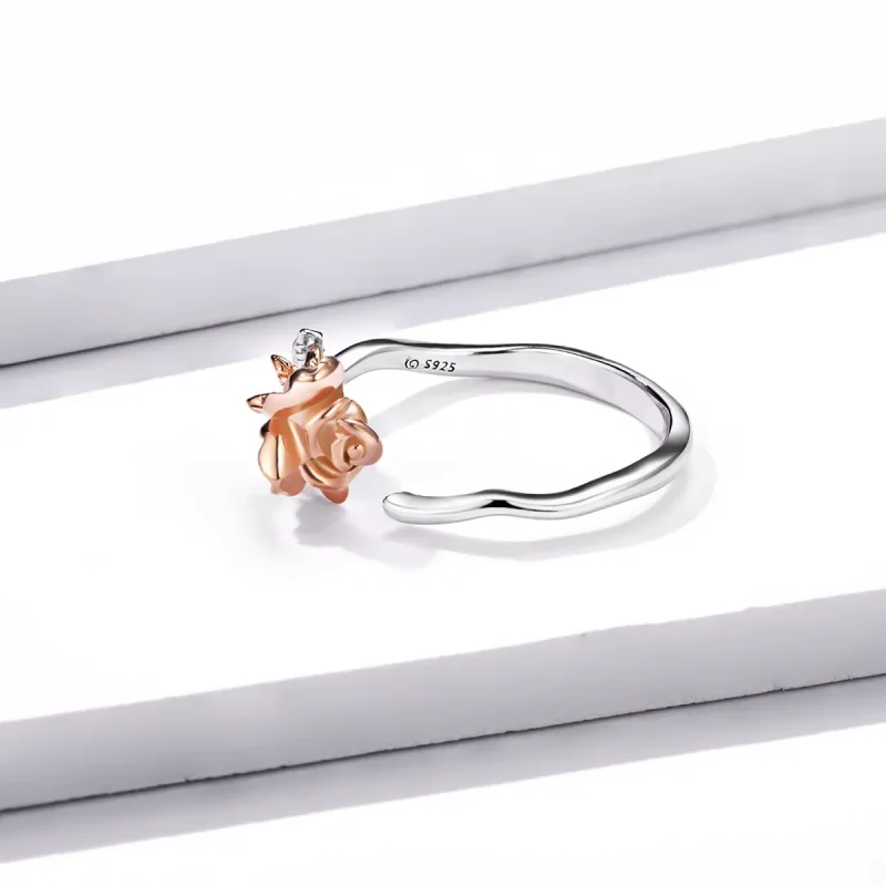(bild till) Öppen Ring Rose Gold Flower - Bsr134 - View 4