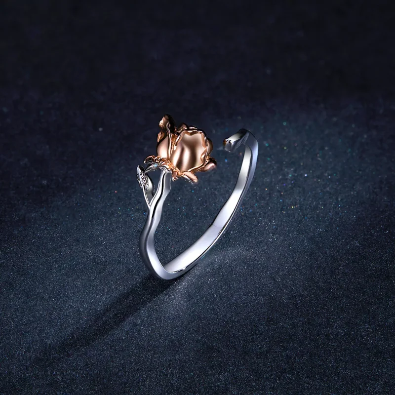 (bild till) Öppen Ring Rose Gold Flower - Bsr134 - View 5