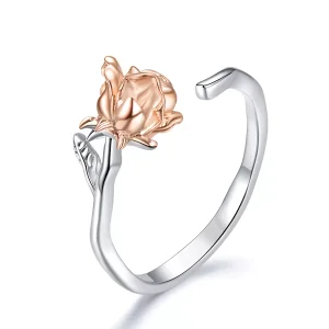 Öppen Ring Rose Gold Flower - Bsr134 (bild till) Öppen Ring Rose Gold Flower - Bsr134