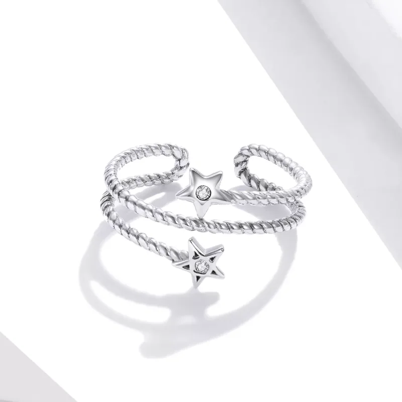 (bild till) Öppen Ring Två Stjärnor - Scr718 - View 3