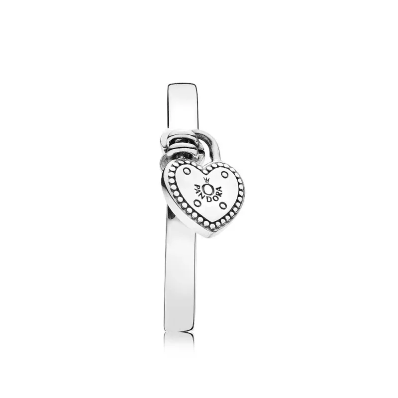 (bild till) PANDORA Heart-Shaped Padlock Ring 196571 - View 3